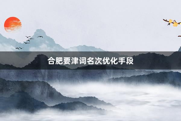 合肥要津词名次优化手段